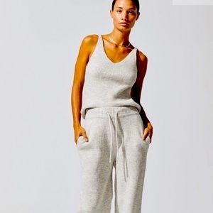 NWT CARBON38 Grey Heather Ribbed Knit SWEATER TANK TOP Loungewear Athleisurewear